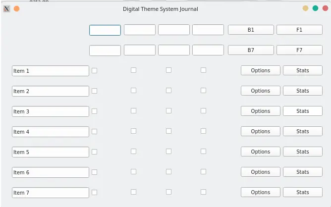 A screenshot of the Digital Theme Journal System. The screenshot was edited to be less wide.